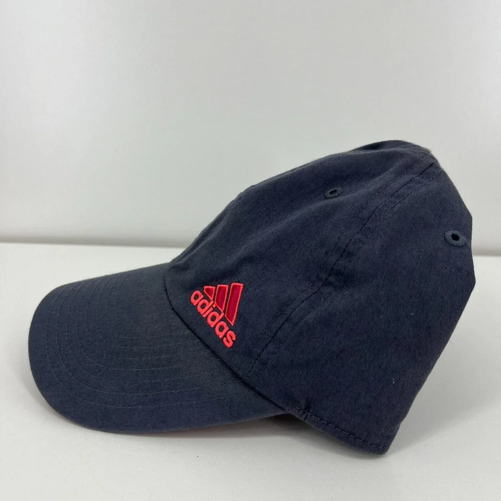 Adidas Climalite Navy Blue Pink Logo Adjustable Baseball Cap Hat